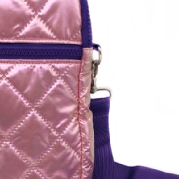 Shimmer Pink Quilted Puffer Messenger Cross Body Bag - Picture 2 of 3